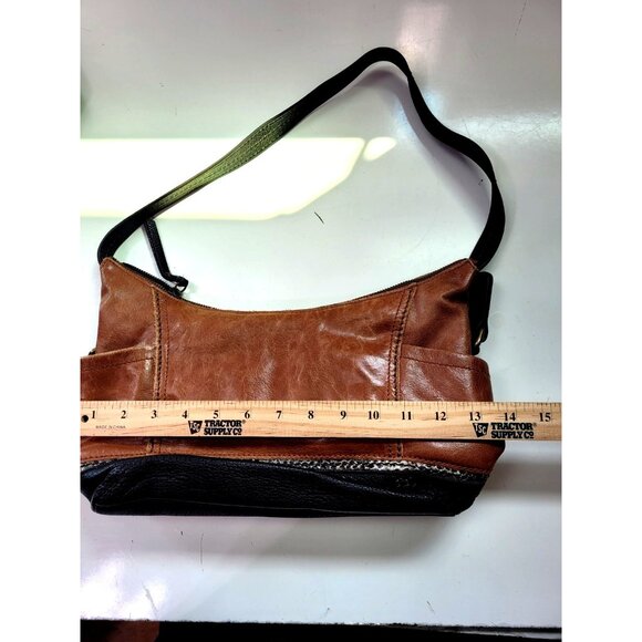 THE SAK Kendra Leather Hobo Shoulder Medium Bag Brown Two Tone Full Zip Closure - Picture 5 of 12